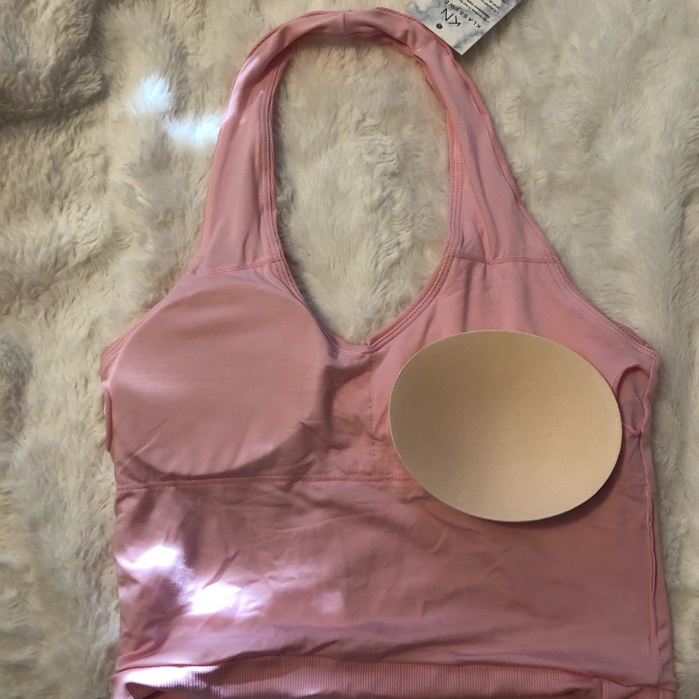 Pink Ribbed Halter Tank Top - Picture 2 of 4